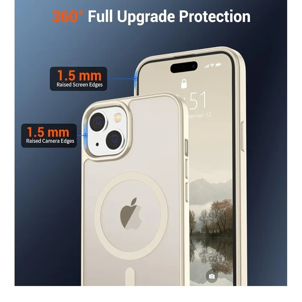 SUPFINE iPhone 15 Magnetic Case MagSafe Slim Shockproof Antique White NEW